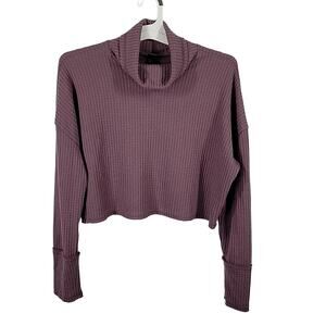 Wild Fable Long Sleeve Turtle Neck Boxy Cropped Top, Deep Mauve, Size M, NWT